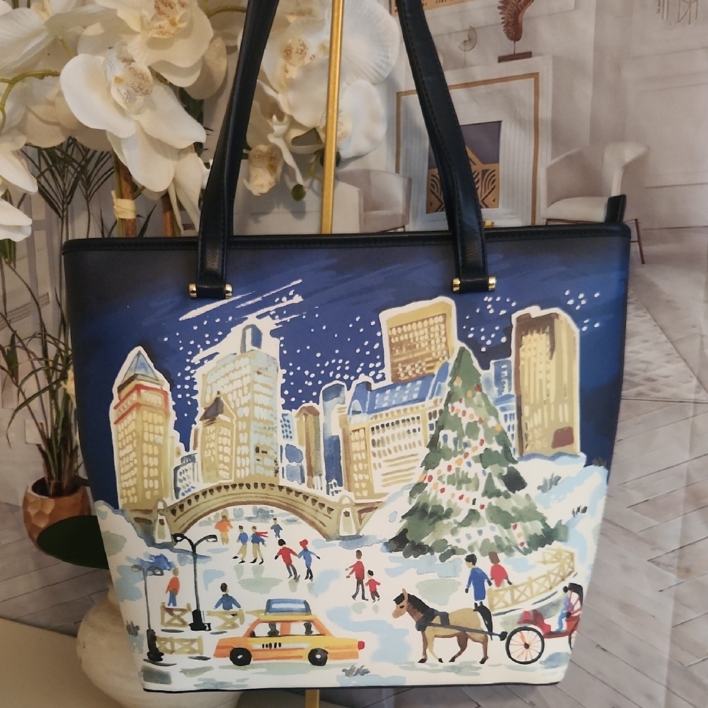 Stylish Blue Cityscape Tote Bag - Picture 7 of 8